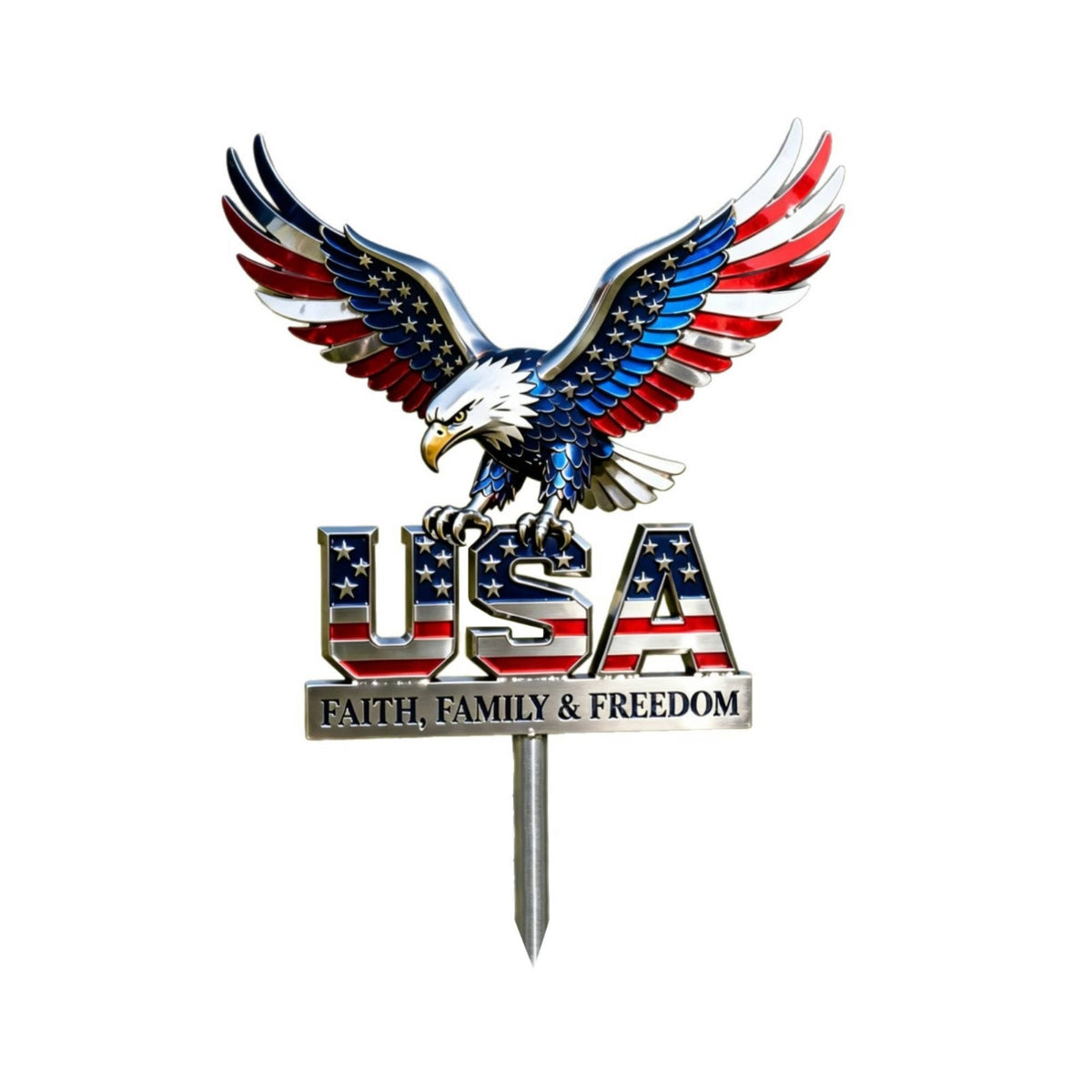 Metal Lawn Stake Sign Resistant Independence Day Garden Stake Easy to Install Outdoor Decoration
