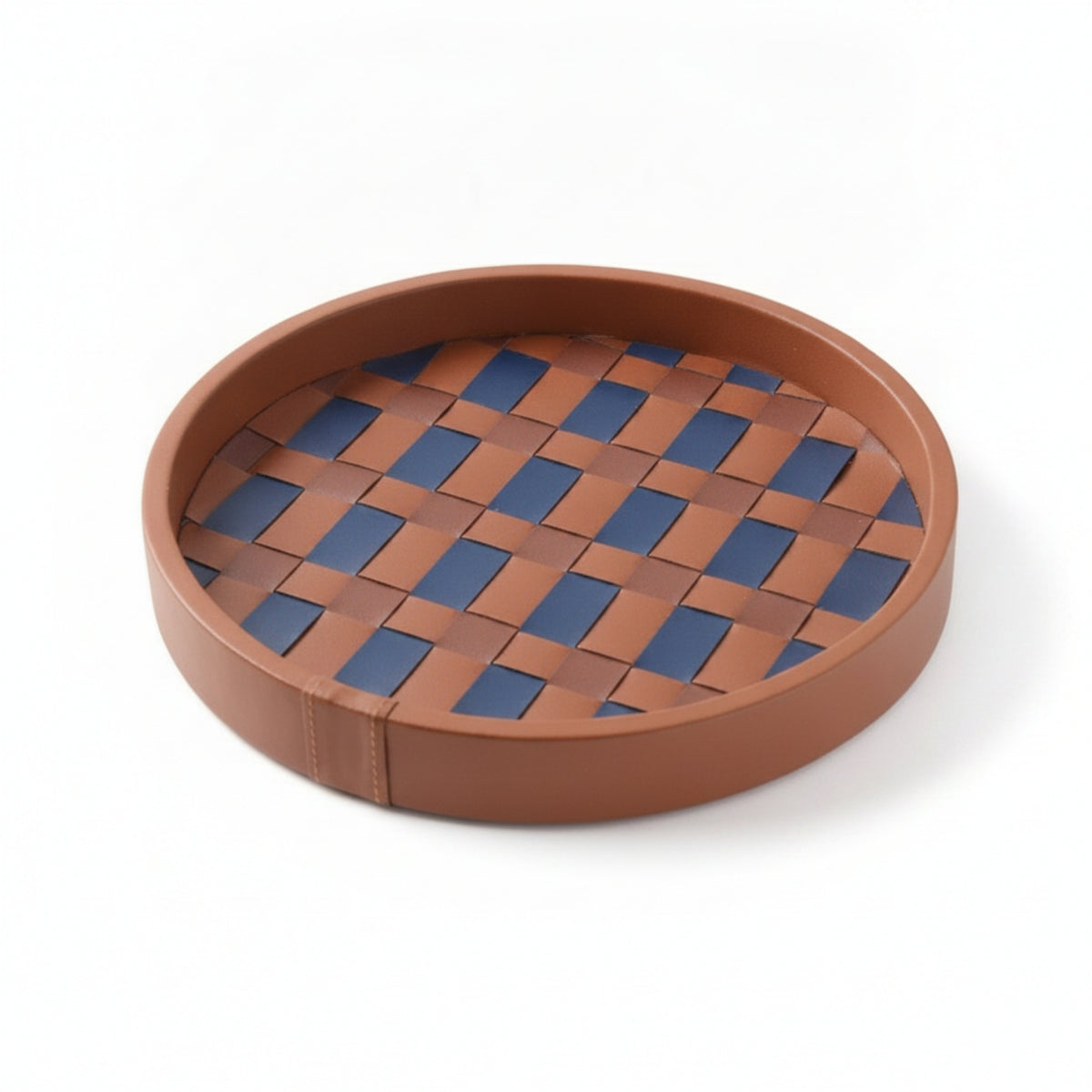 Stitched Detail Multifunctional Decorative Storage Tray Braided Organizer Tray