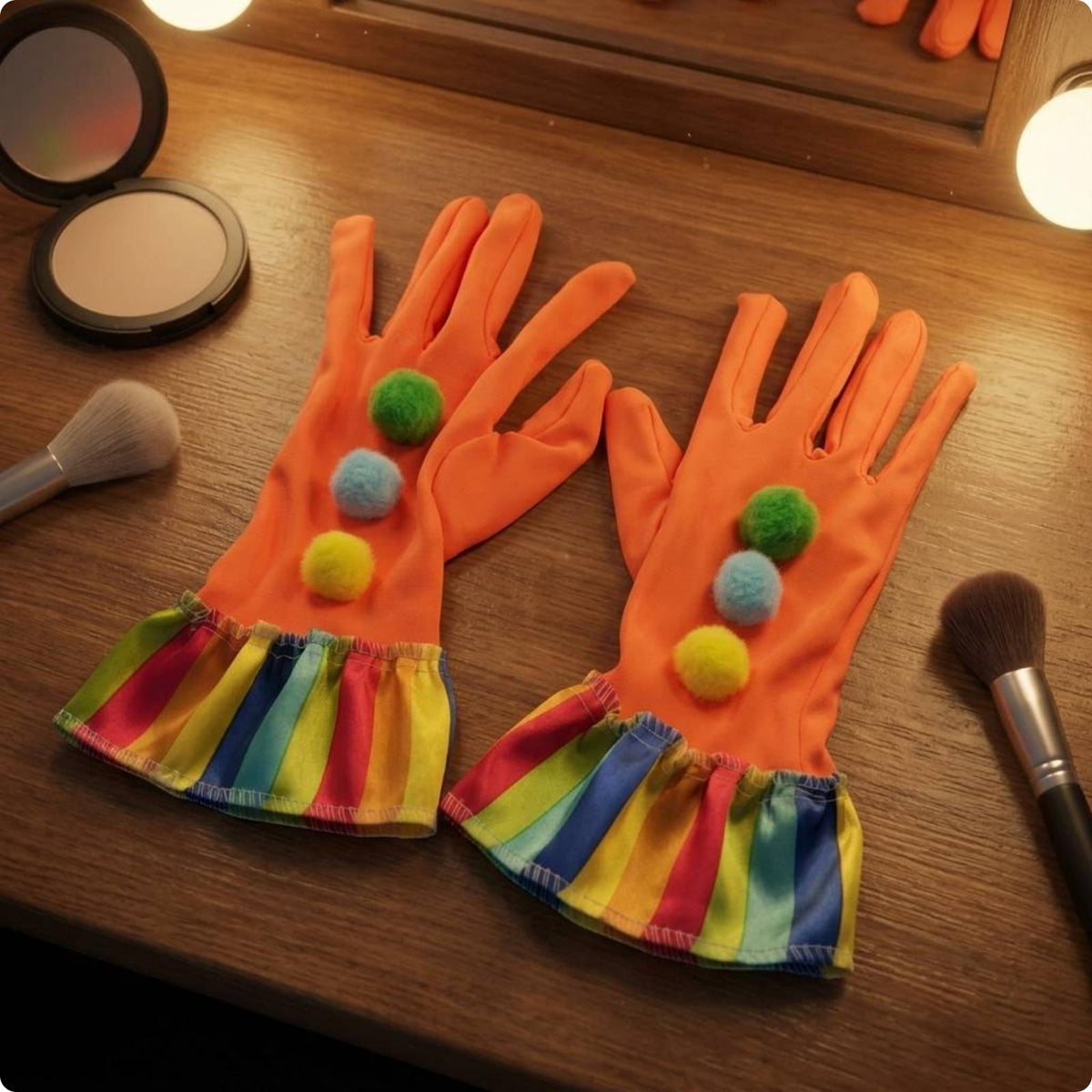 Orange Clown Gloves Polyester Clown Gloves Long Fingered