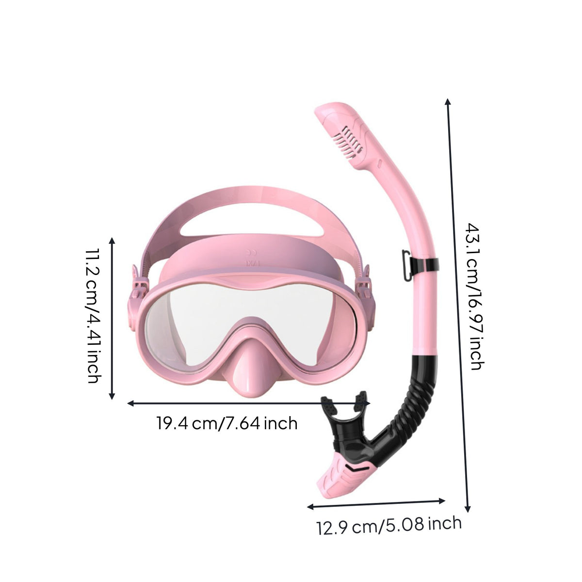 Dry Top Snorkel Set Anti-Leak Snorkel Mask and Tube Tempered Glass for Swimming