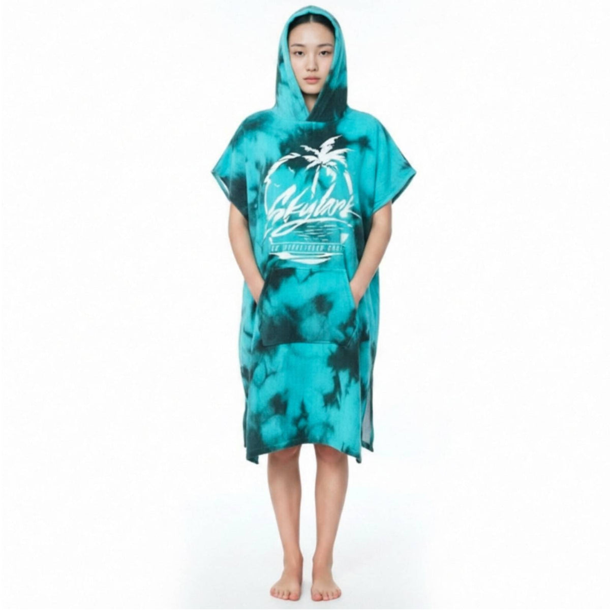 Poncho Towel Robe Absorbent Bath Textile Printed for Adults
