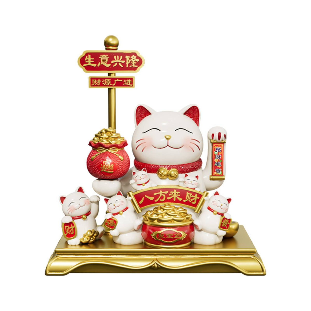 Gift-Box Fortune Cat Figurine Glossy Fortune Cat Figurine Luck and Wealth Charm