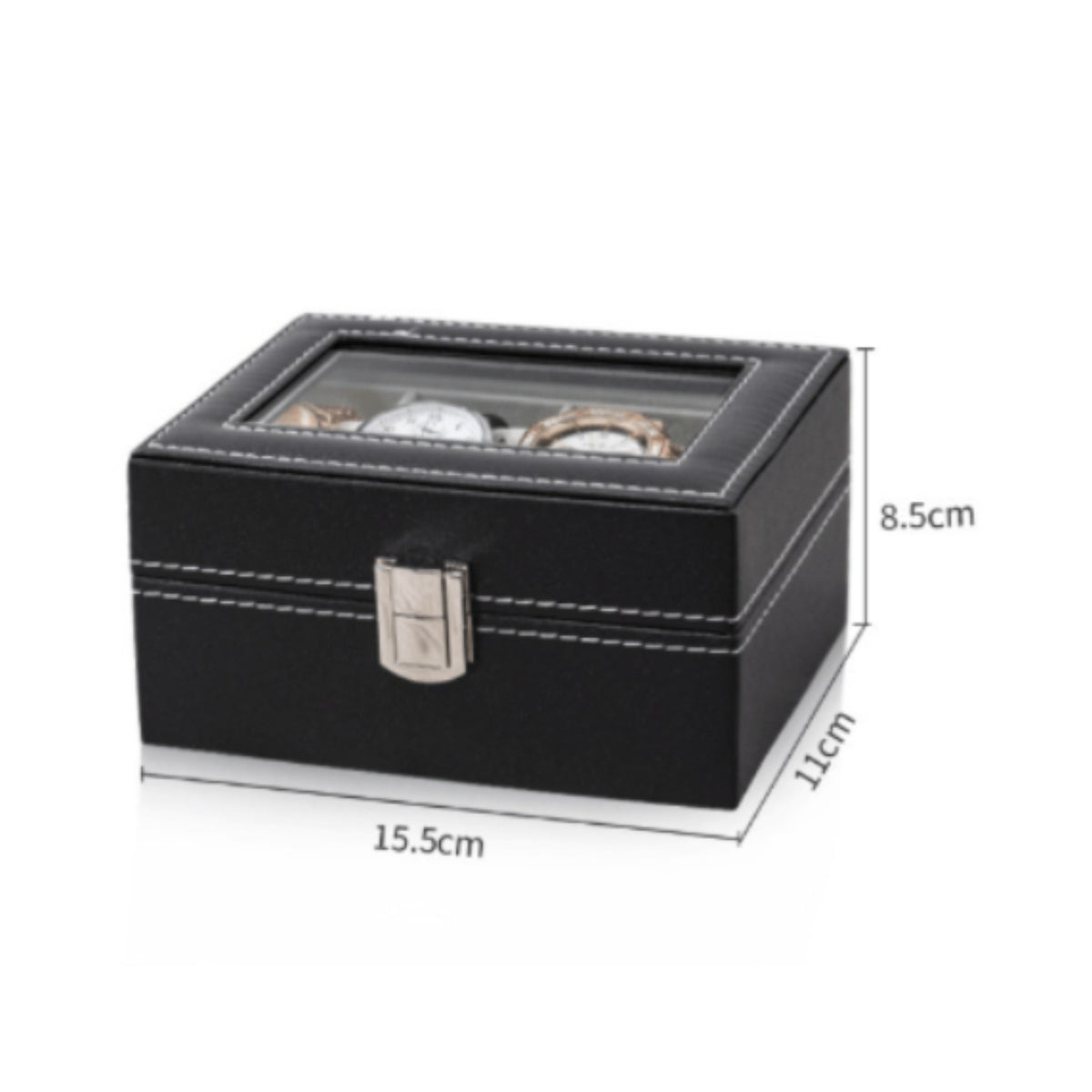 Watch Display Case PU Leather Bangle Storage Box Glass Window