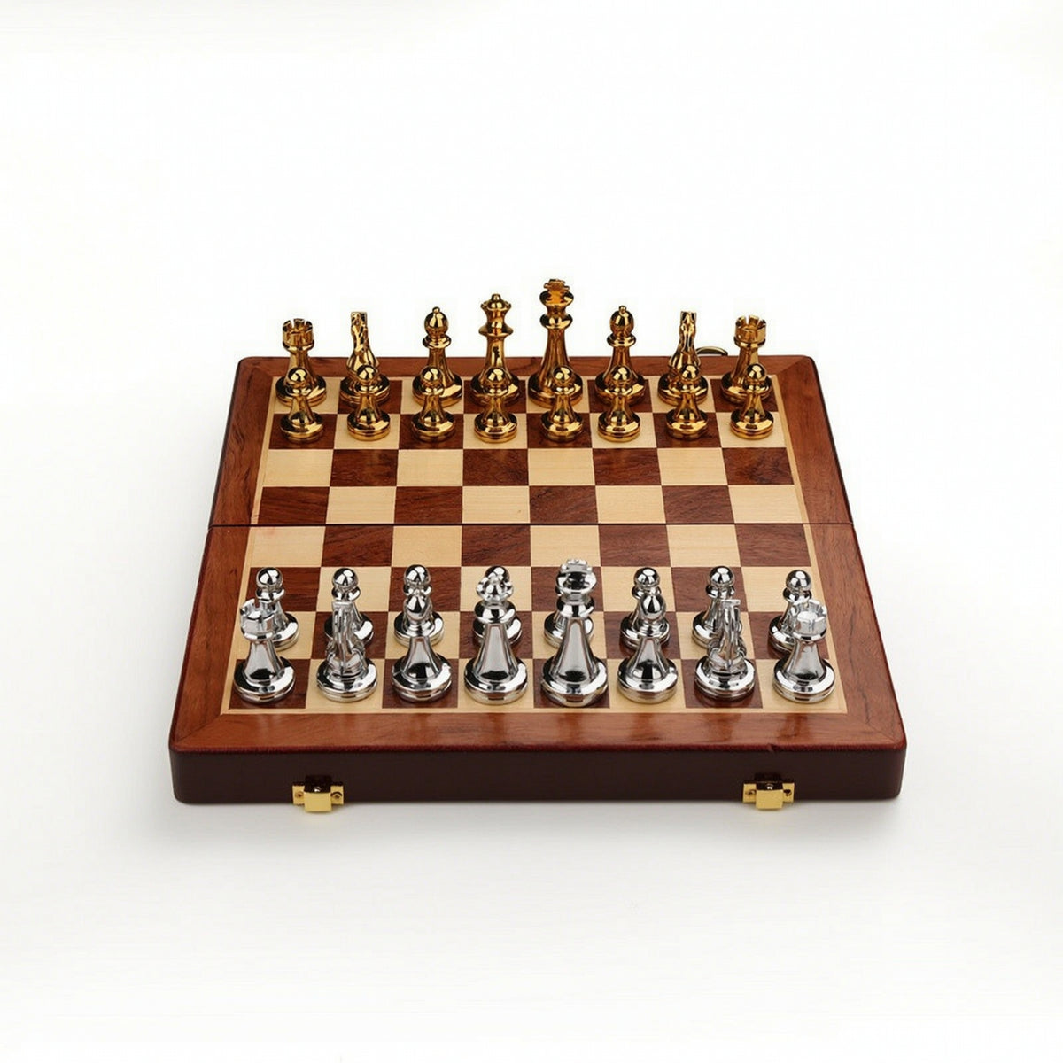 Chess Set with Storage Case Metal Chessboard Portable for Office, Collectors