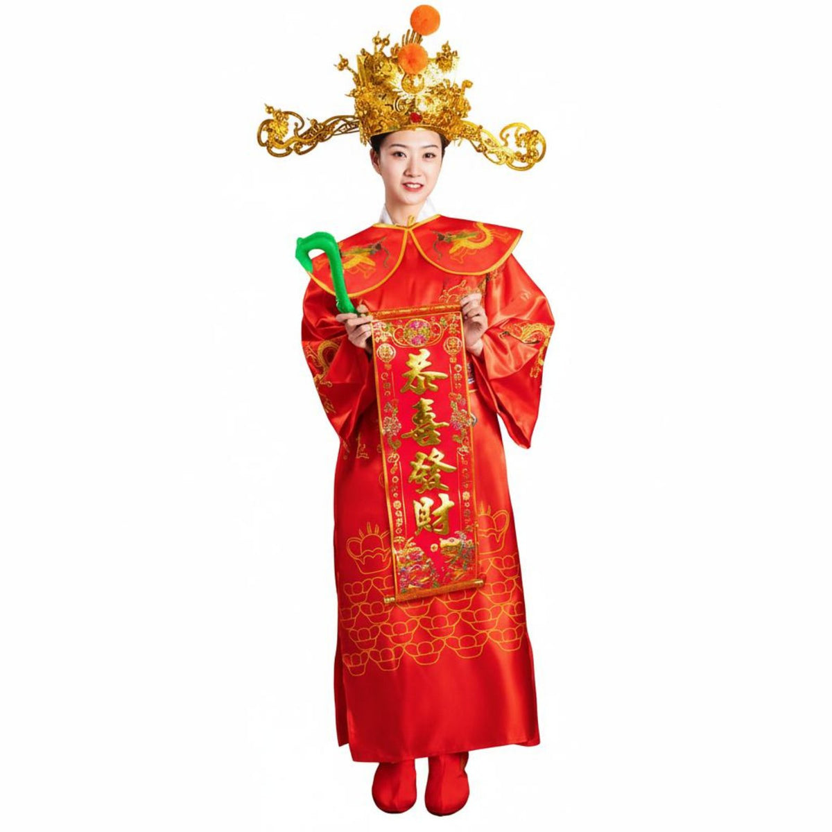 God of Wealth Costume Soft Textile Traditional Chinese Deity Costume for Adults