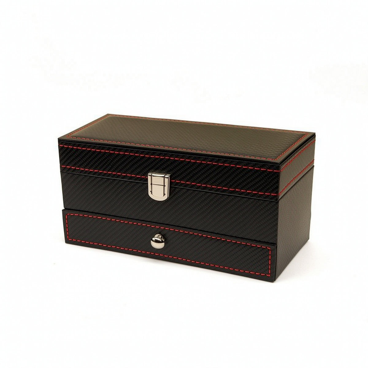 Watch Box with Drawer Compact Double-Layer Jewelry Box Stylish Watch Organizer with Drawer for Closet
