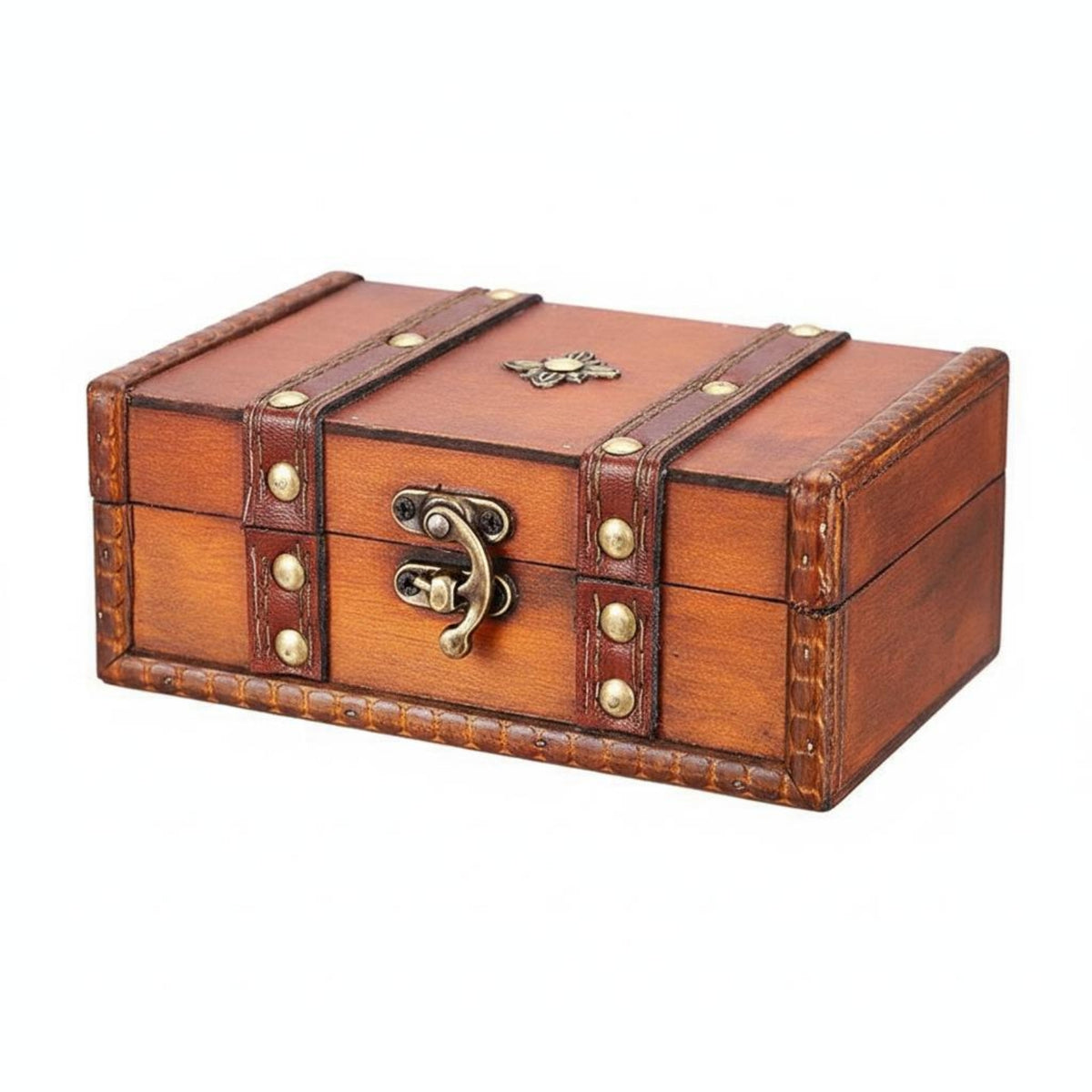Vintage Wooden Jewelry Box Dustproof for Bedroom