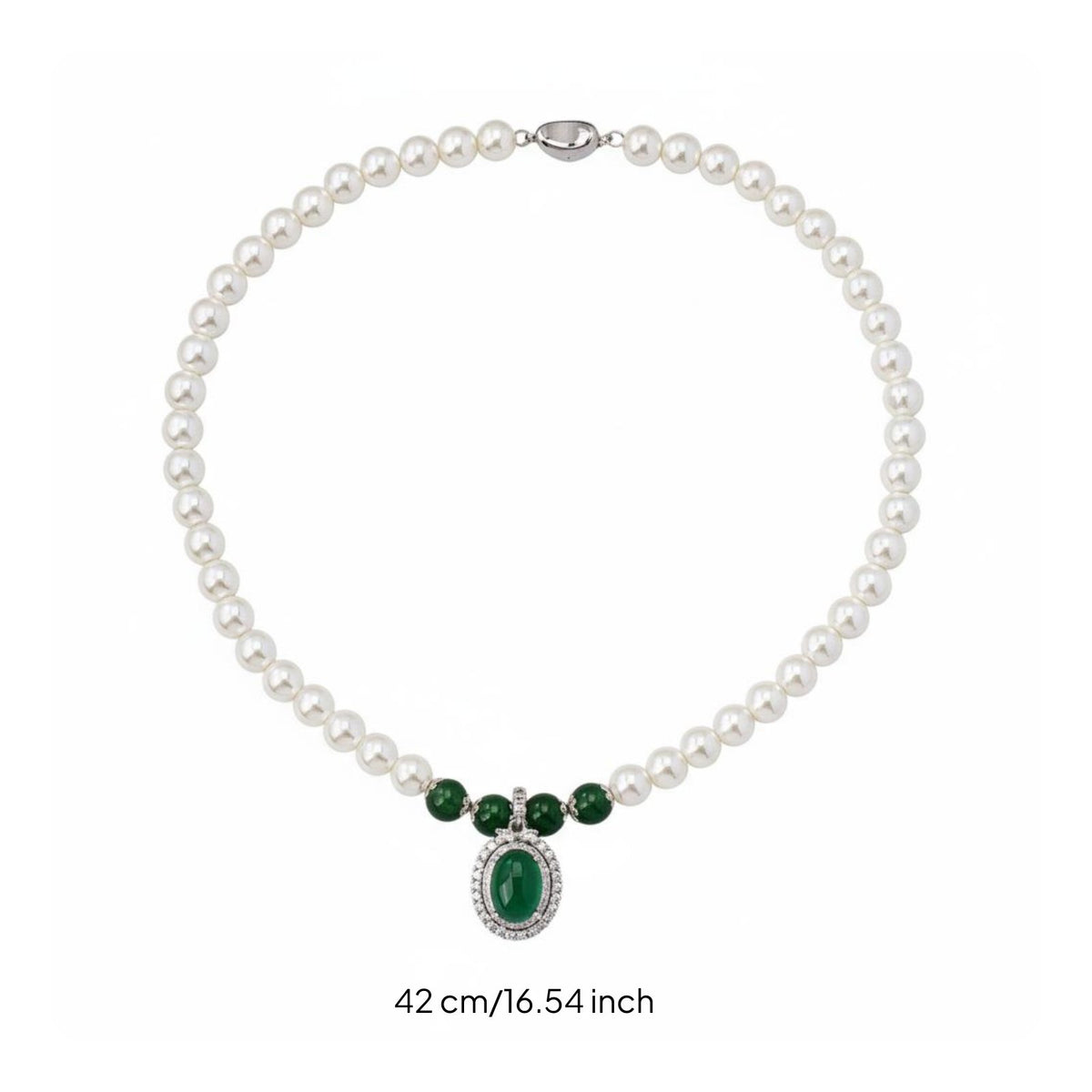 Pearl and Green Stone Necklace Mother's Day Gift Mineral Pearl Necklace