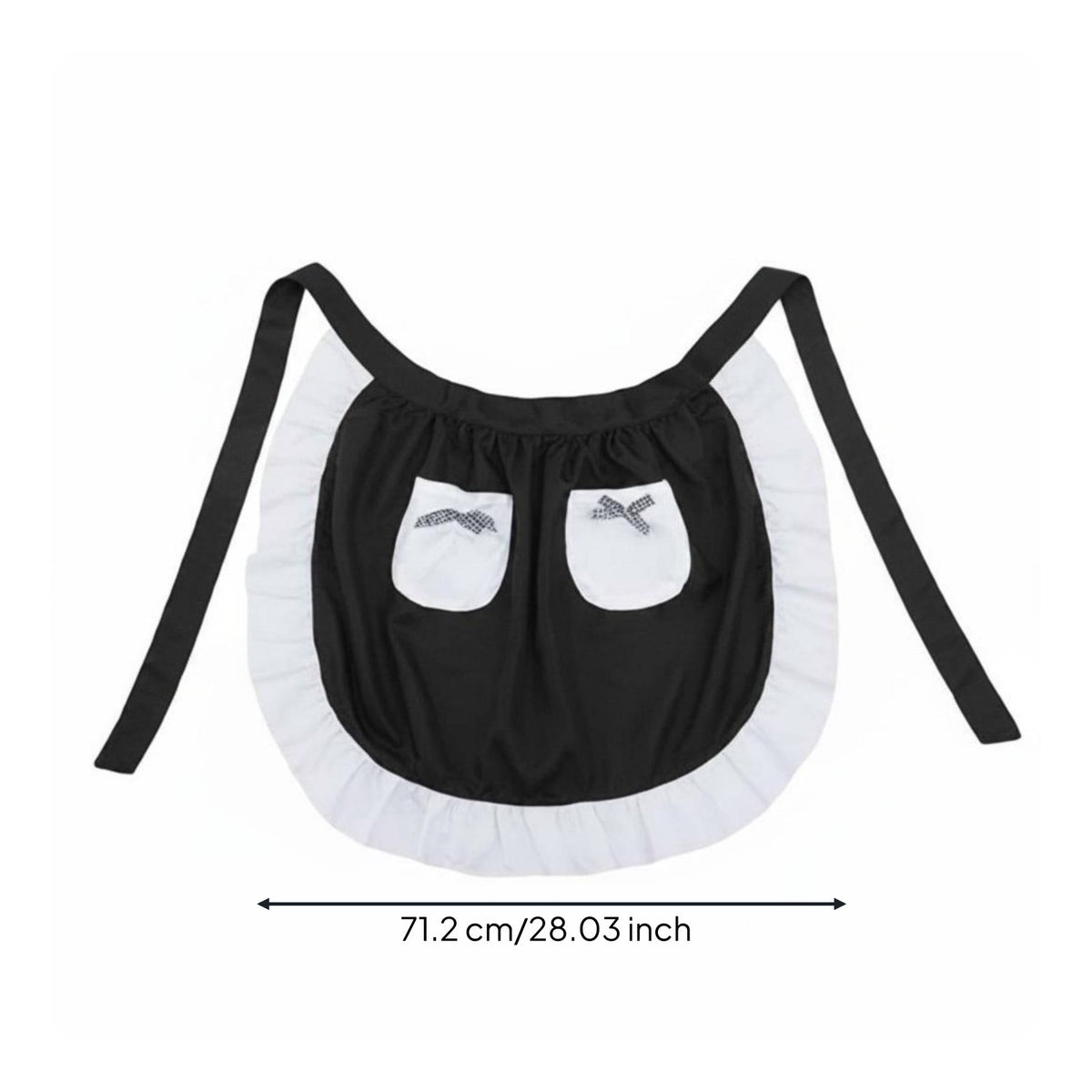 Short Server Apron with Pockets Adjustable Tie Waist Ruffled Half Apron Charming Workwear Accessory for Servers, Cosplayers