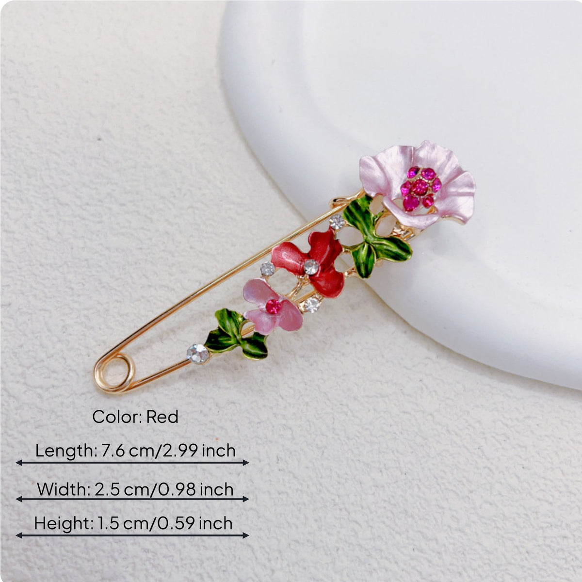 Floral Safety Pin Brooch Elegant Rhinestone Flower Brooch for Women