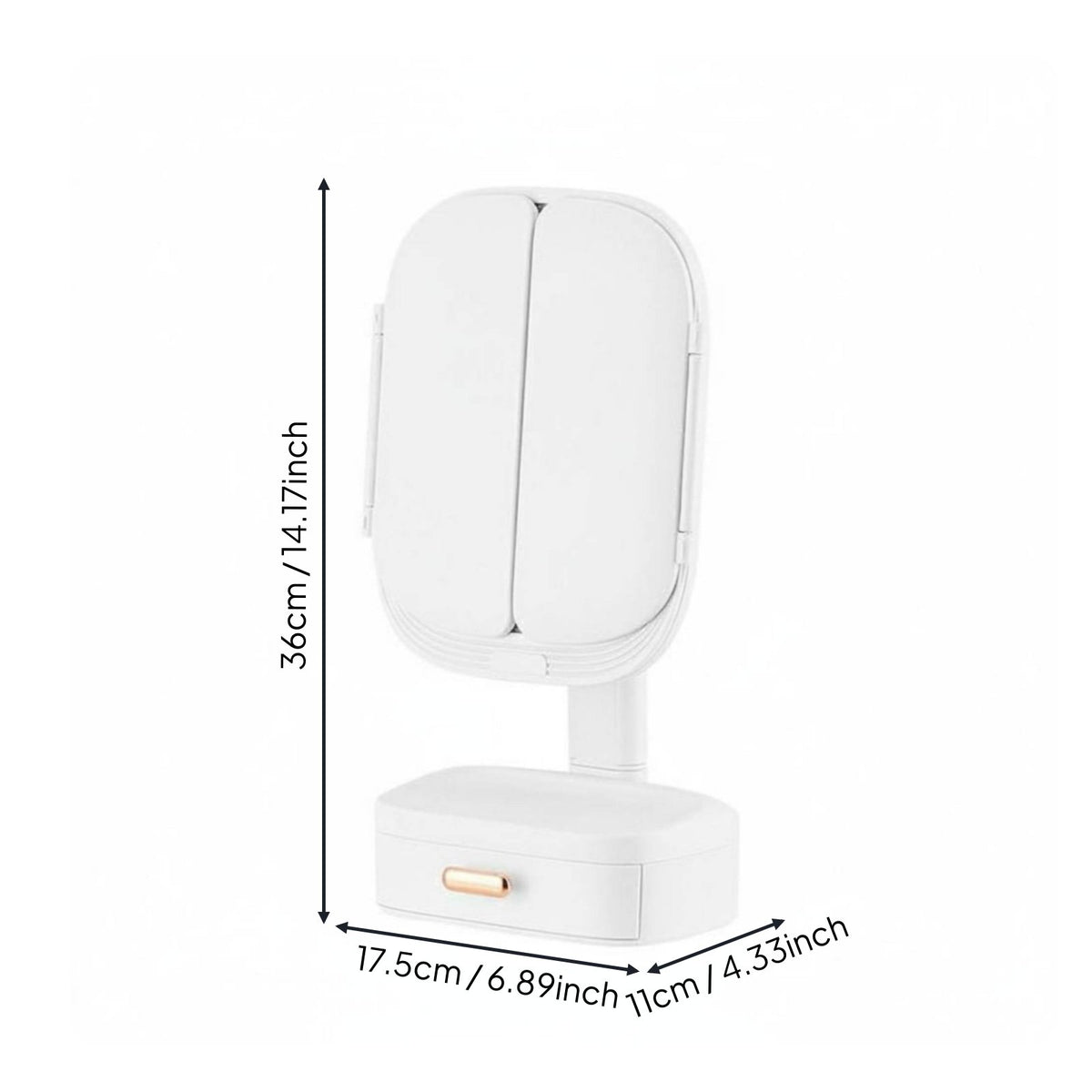 Lighted Makeup Mirror Tap Control Tri-Fold Vanity Mirror USB