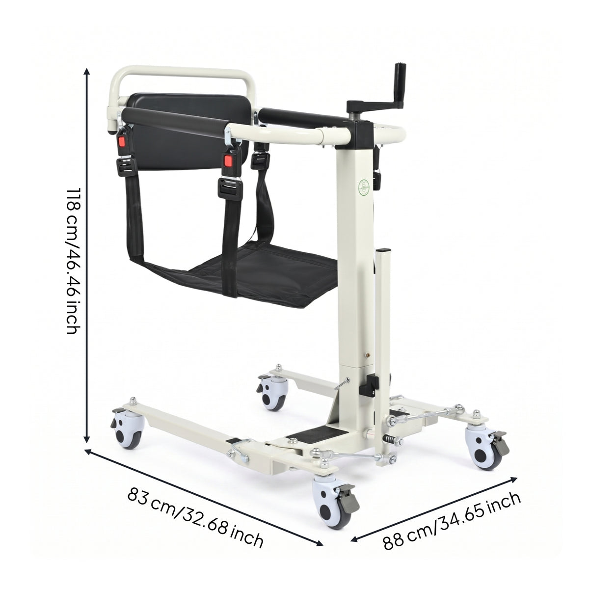 Manual Patient Transfer Lift Reinforced Patient Lift with Hammock-Style Seat High-Strength Manual Transfer Chair for Patients, Toileting