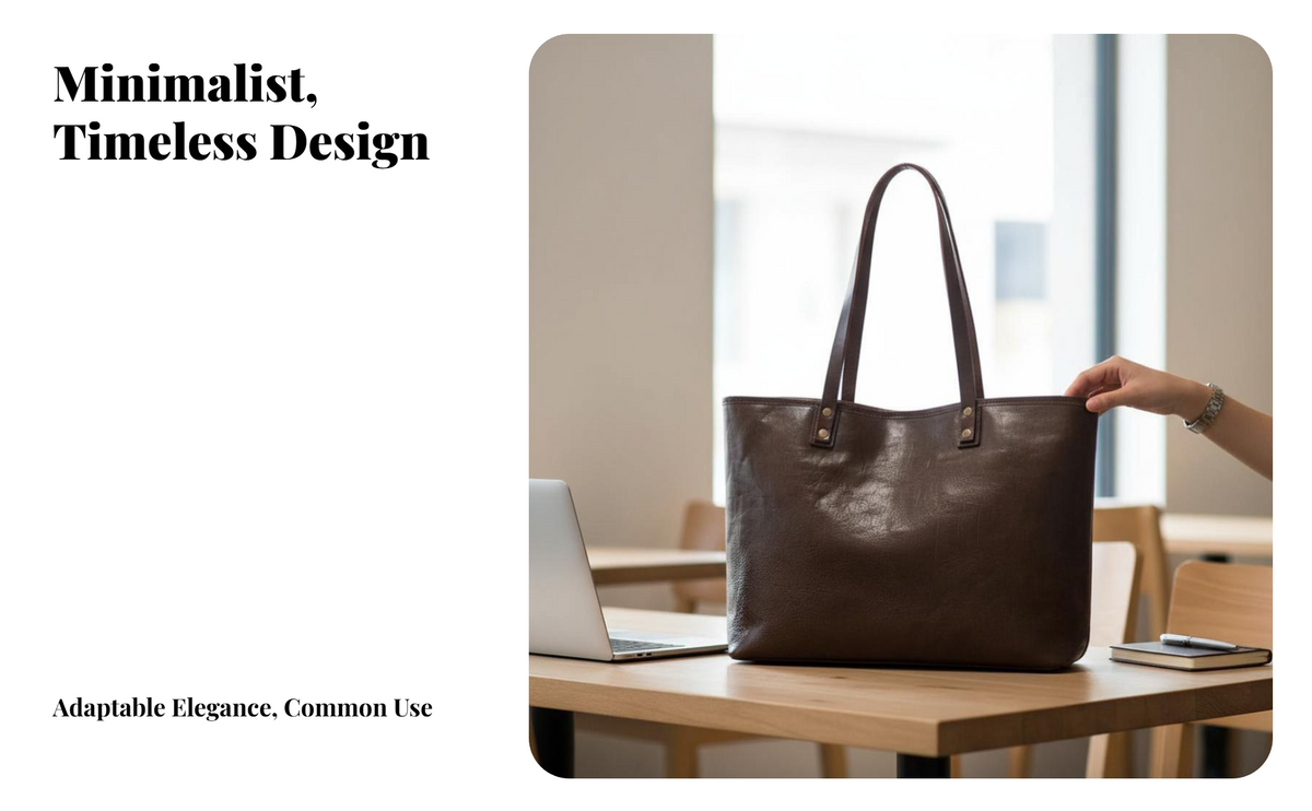 Large Leather Tote Bag, Work, Travel, Women