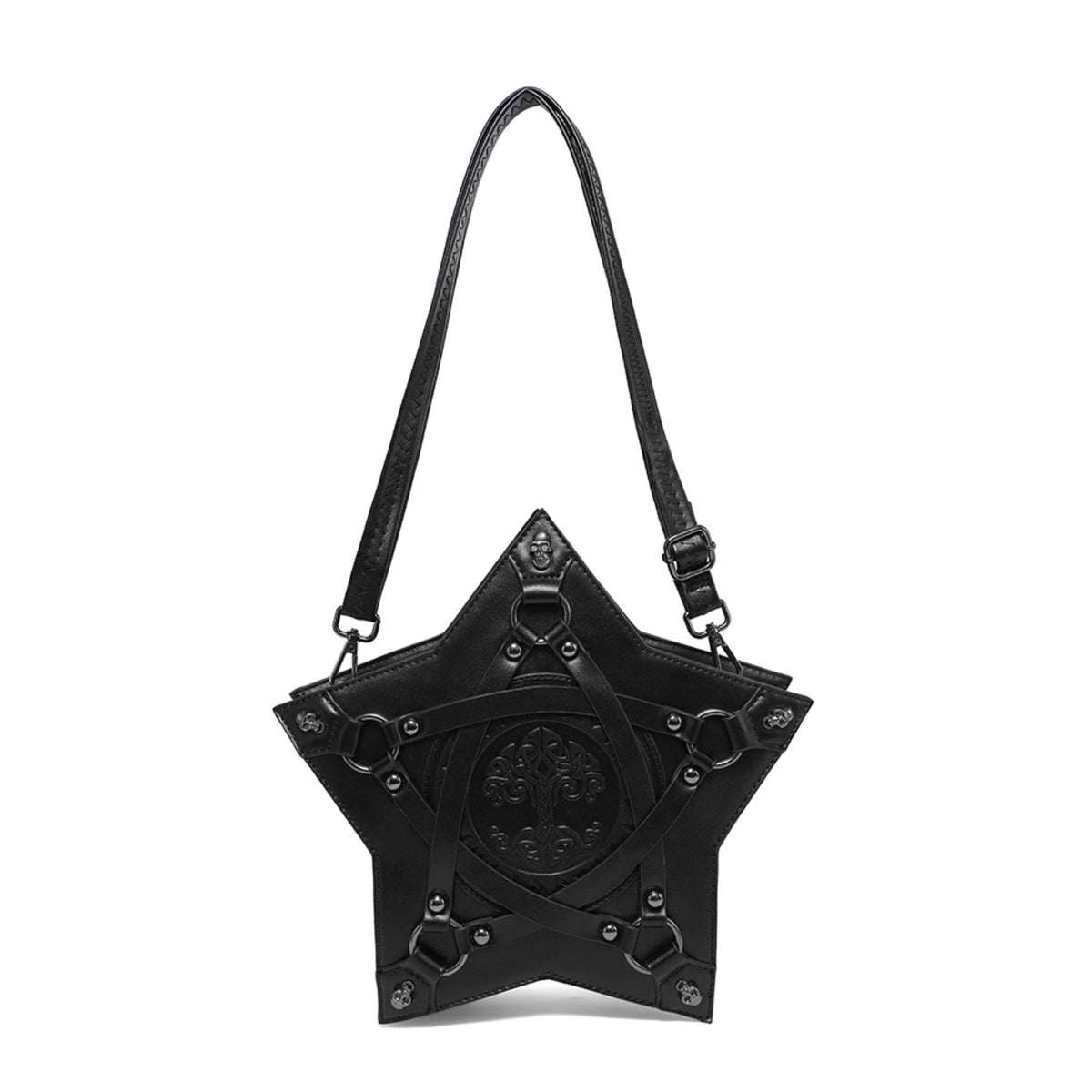 Star Shoulder Bag Punk Star-Shaped Bag Pu Leather Backpack for Streetwear