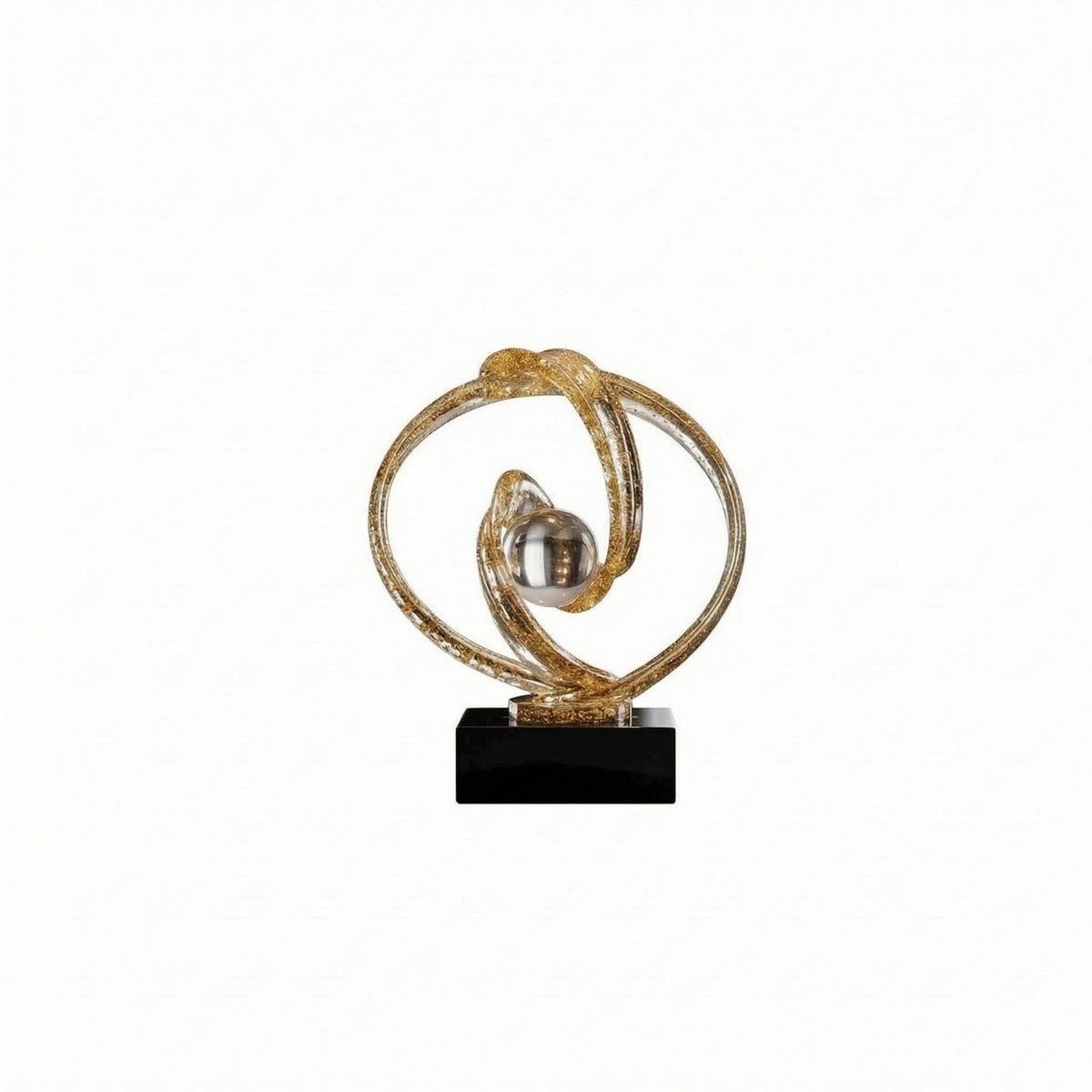 Decorative Tabletop Ornament Intertwined Frame Glitter Circle Sculpture