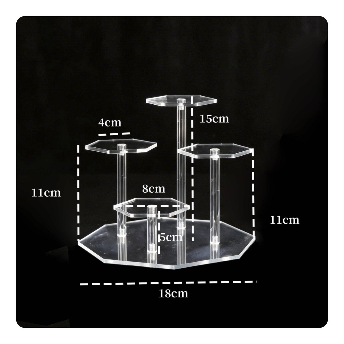 Hexagon Stepped Display Stand Easy to Clean Hexagon Acrylic Pedestal Reusable