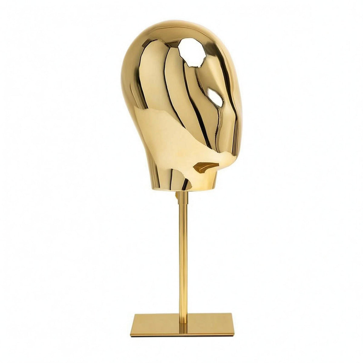 Electroplated Head Bust Stylized Face Reflective Display Mannequin with Base
