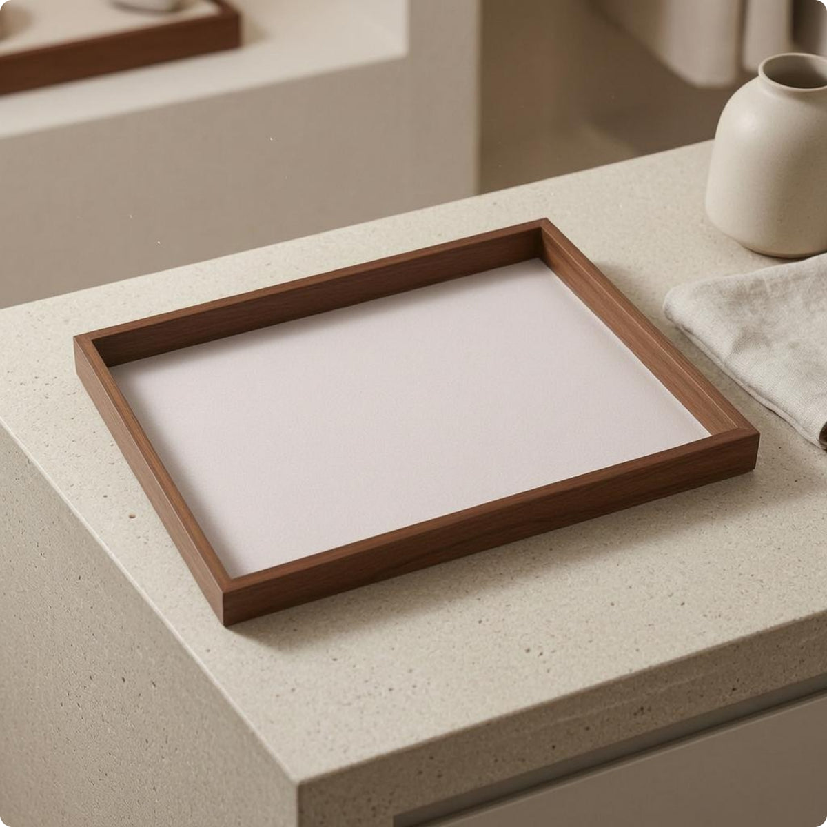 Rectangular Jewelry Display Tray Shallow Walnut Jewelry Tray Elegant Design