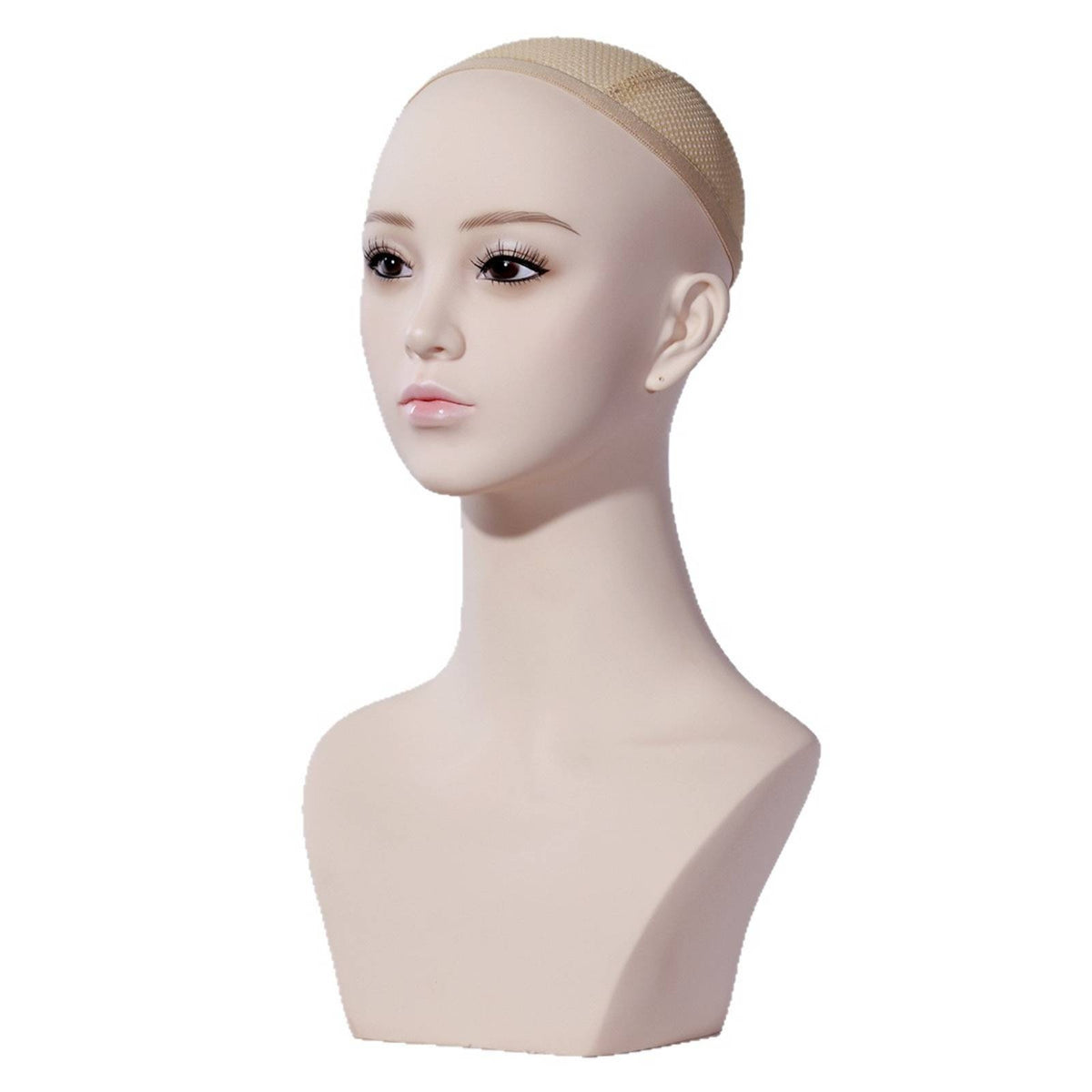 Mannequin Head with Shoulders Realistic Female Mannequin Head Defined Facial Features Display Bust with Shoulders for Shop Owners