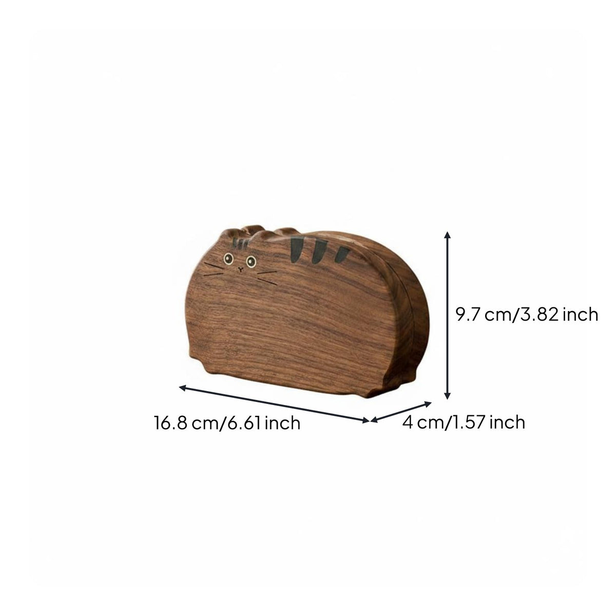Cat Shaped Jewelry Box Portable Wooden Cat Trinket Box Closure Personal Organizer for Women, Girls, Travel