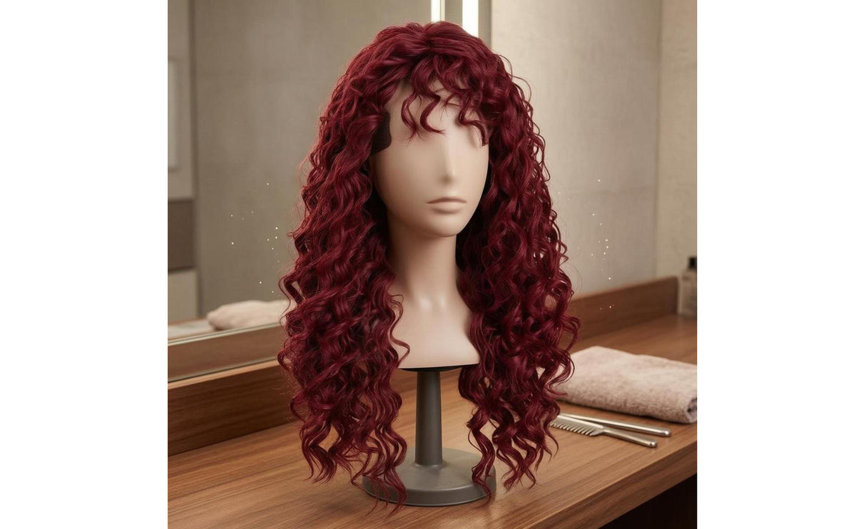 Breathable Cap Full-Head Hairpiece Heat-Resistant Long Wavy Hairpiece Natural-Looking Texture Hair Accessory Deep Waves