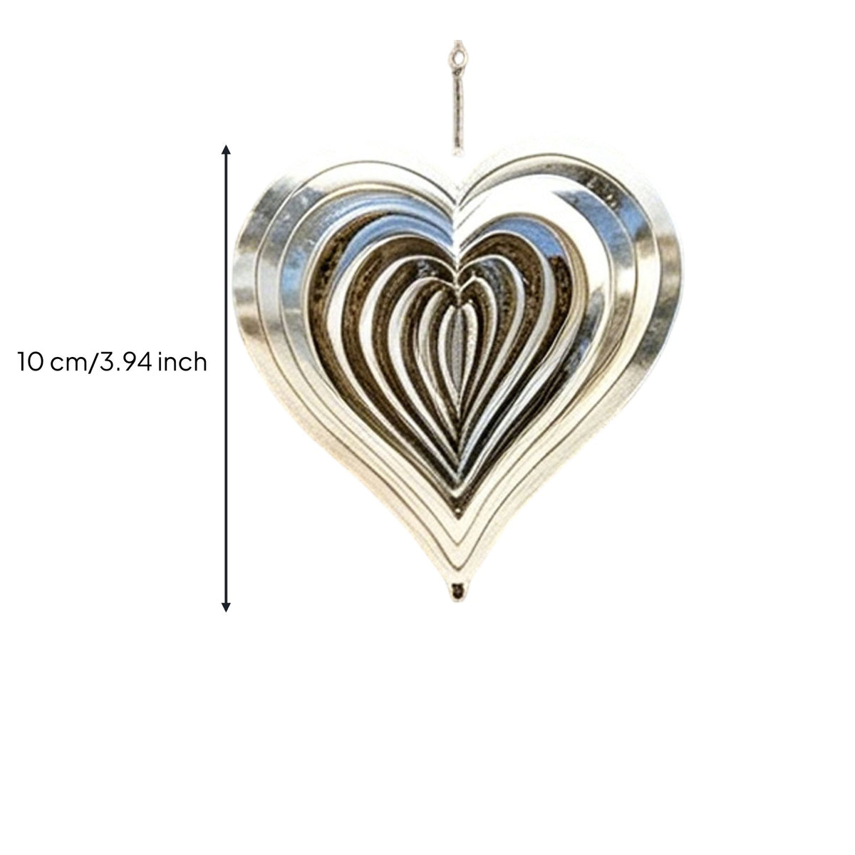 3 Pieces Heart Wind Chimes Rotating Metal Hanging Wind Chimes 3D Effect for Tree