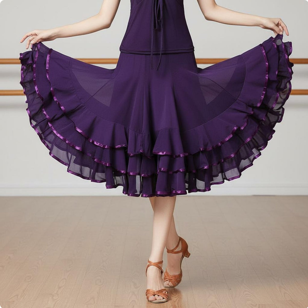 360 Degree Dance Skirt Elastic Waistband Dancewear for Performers