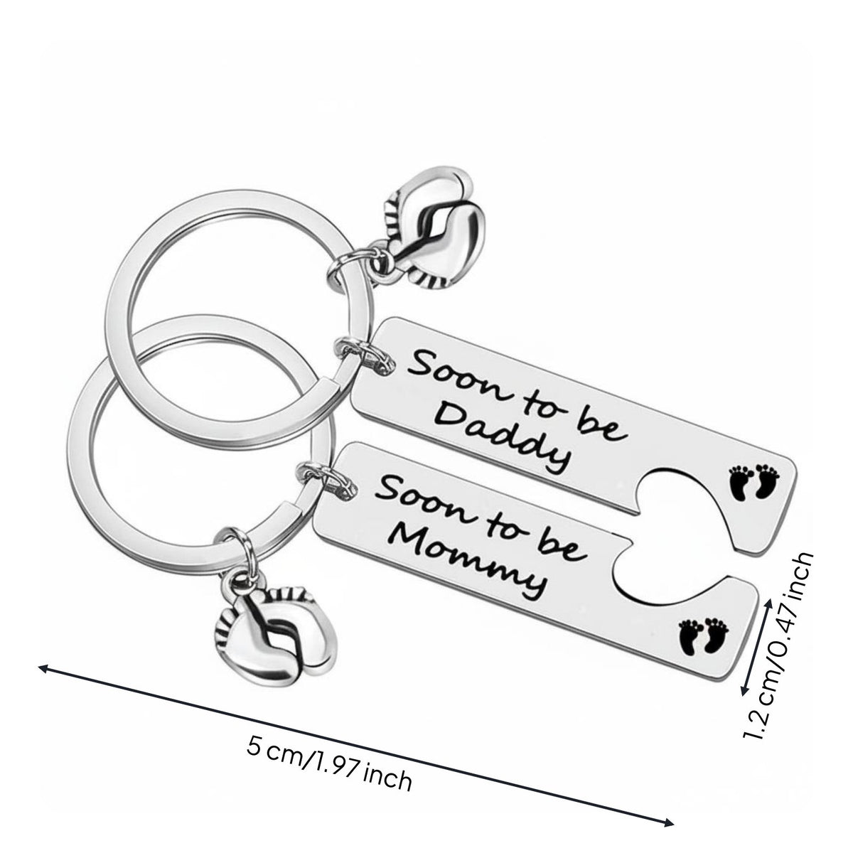 2 Pieces New Parent Keychain Stainless Steel Mom and Dad Keychain Keepsake Gift
