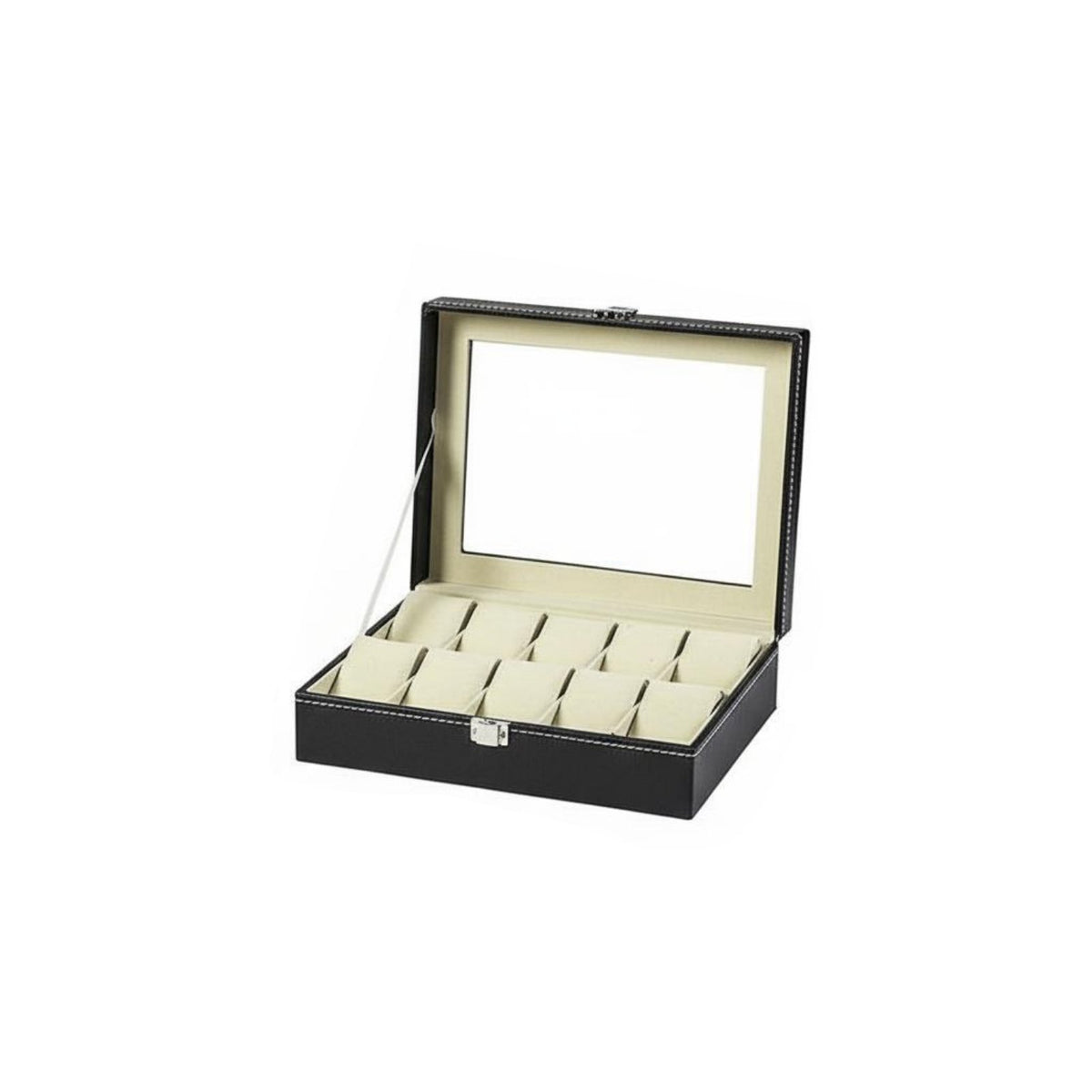 Leather Watch Storage Box Individual Compartments Watch Collector Case Men's Jewelry Organizer Metal Clasp Removable Pillows