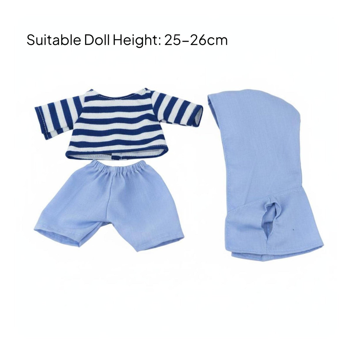 Doll Striped Shirt Shorts Set Casual Design Toy Accessory for Children