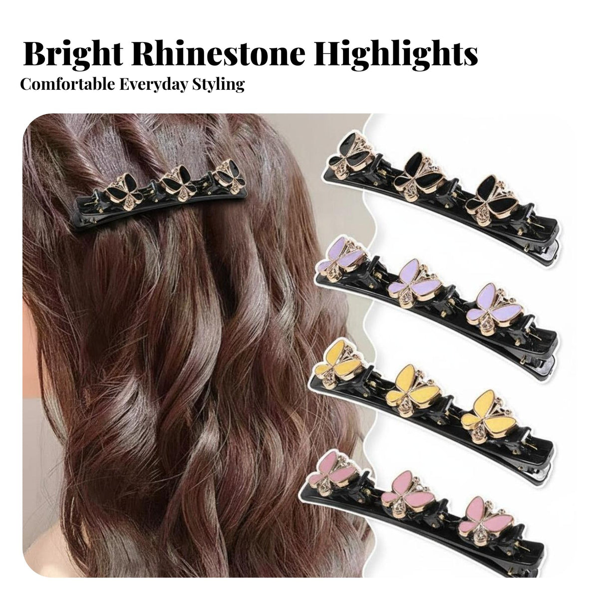 Duckbill Braid Fastener Secure Grip Crystal Duckbill Fastener Crystal St Single Barrette Easy to Use Shimmering Botanical