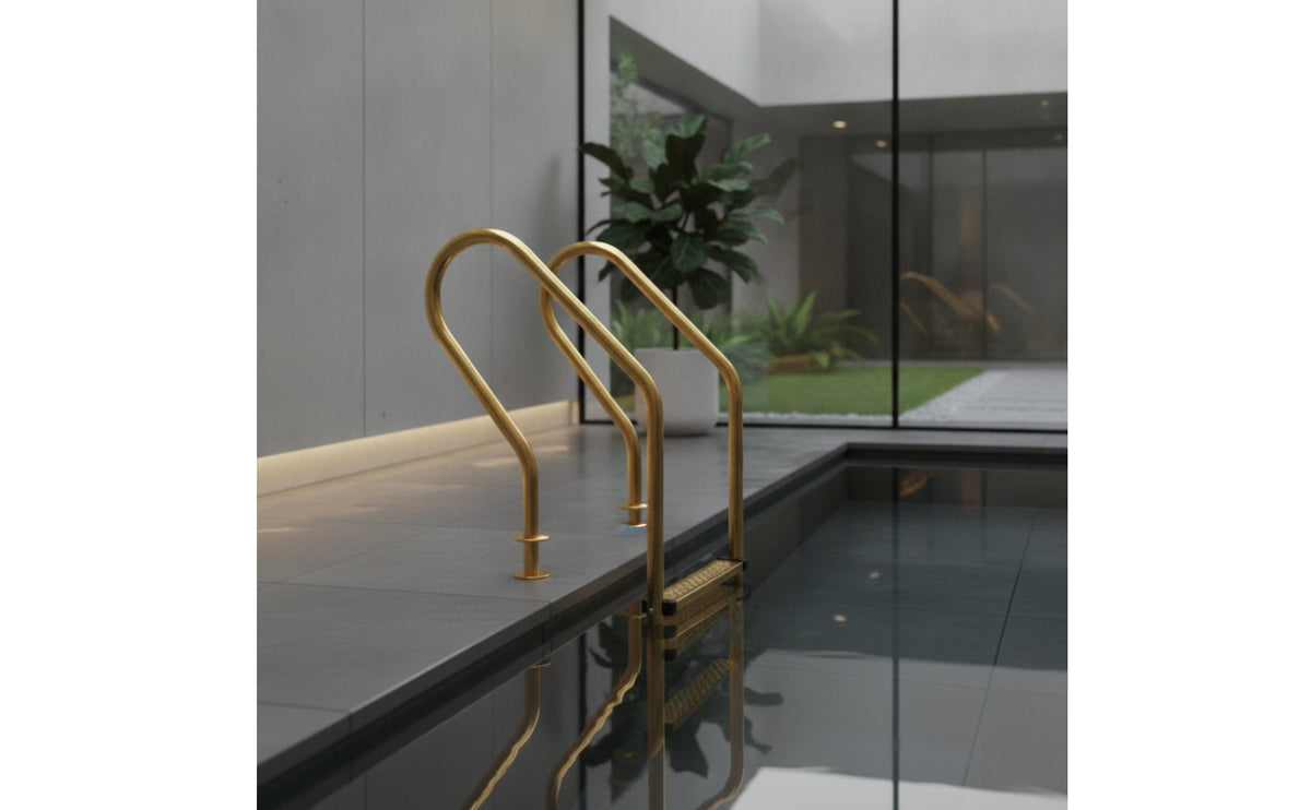 Gold-Toned Stainless Steel Pool Ladder Corrosion-Resistant Pool Ladder with Non-Slip Steps Heavy-Duty Sturdy for Homeowners