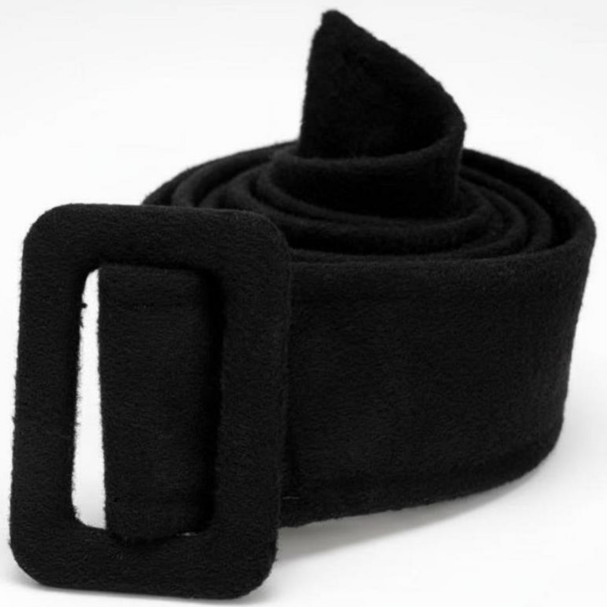 Black wool coat, adjustable belt