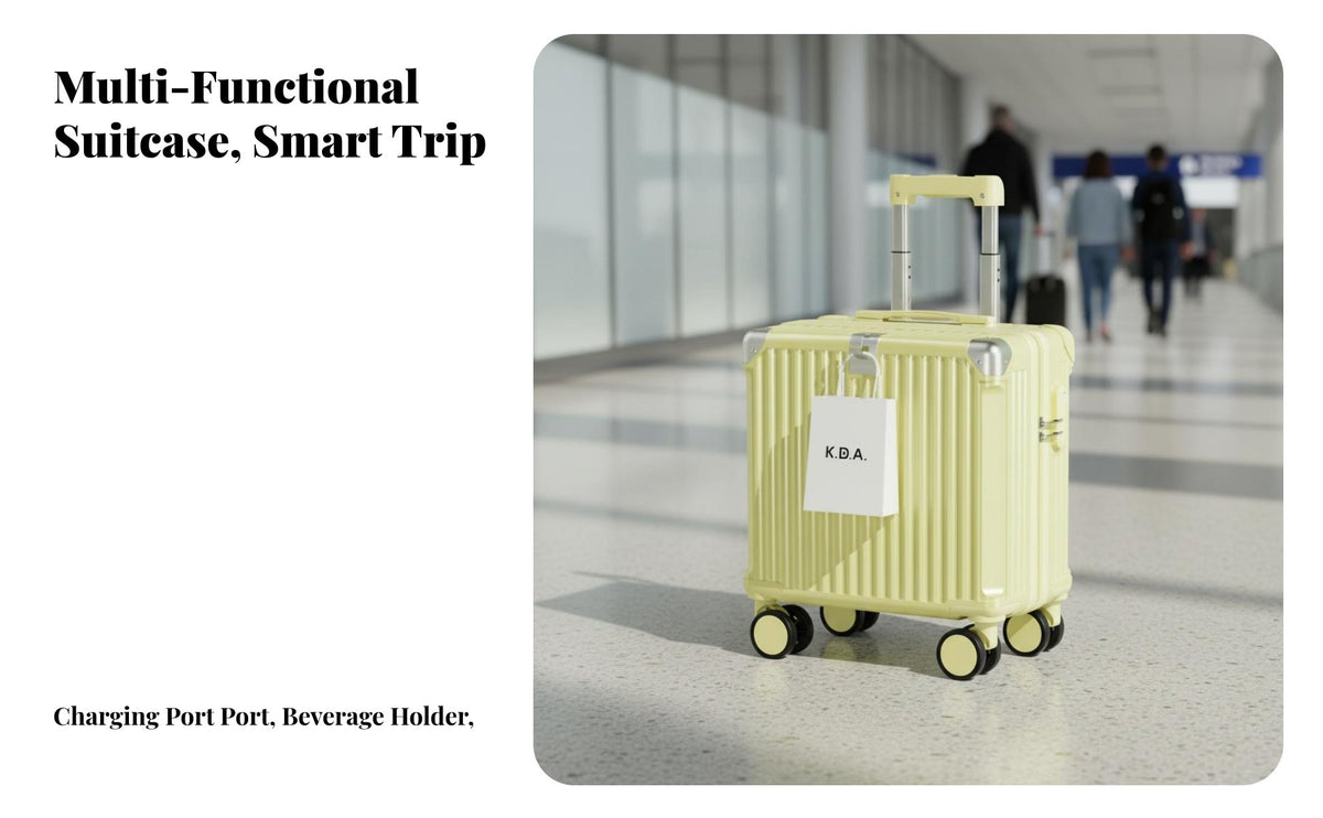 Lightweight Ribbed Carry-on Luggage Multi-Functional Trolley Case Wheels Suitcase Long-Lasting for Travelers, Students, Parents, Weekend Getaway Trips, Vacations, Camping