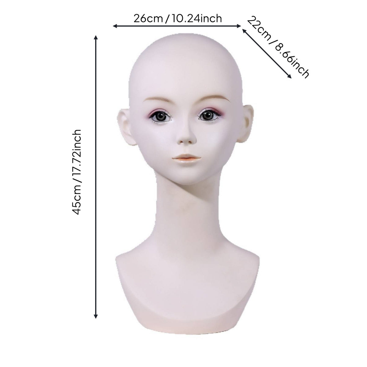 Female Mannequin Head Realistic Face Hairpiece Display Head Smooth Surface Display Bust Mannequin for Salon Owners
