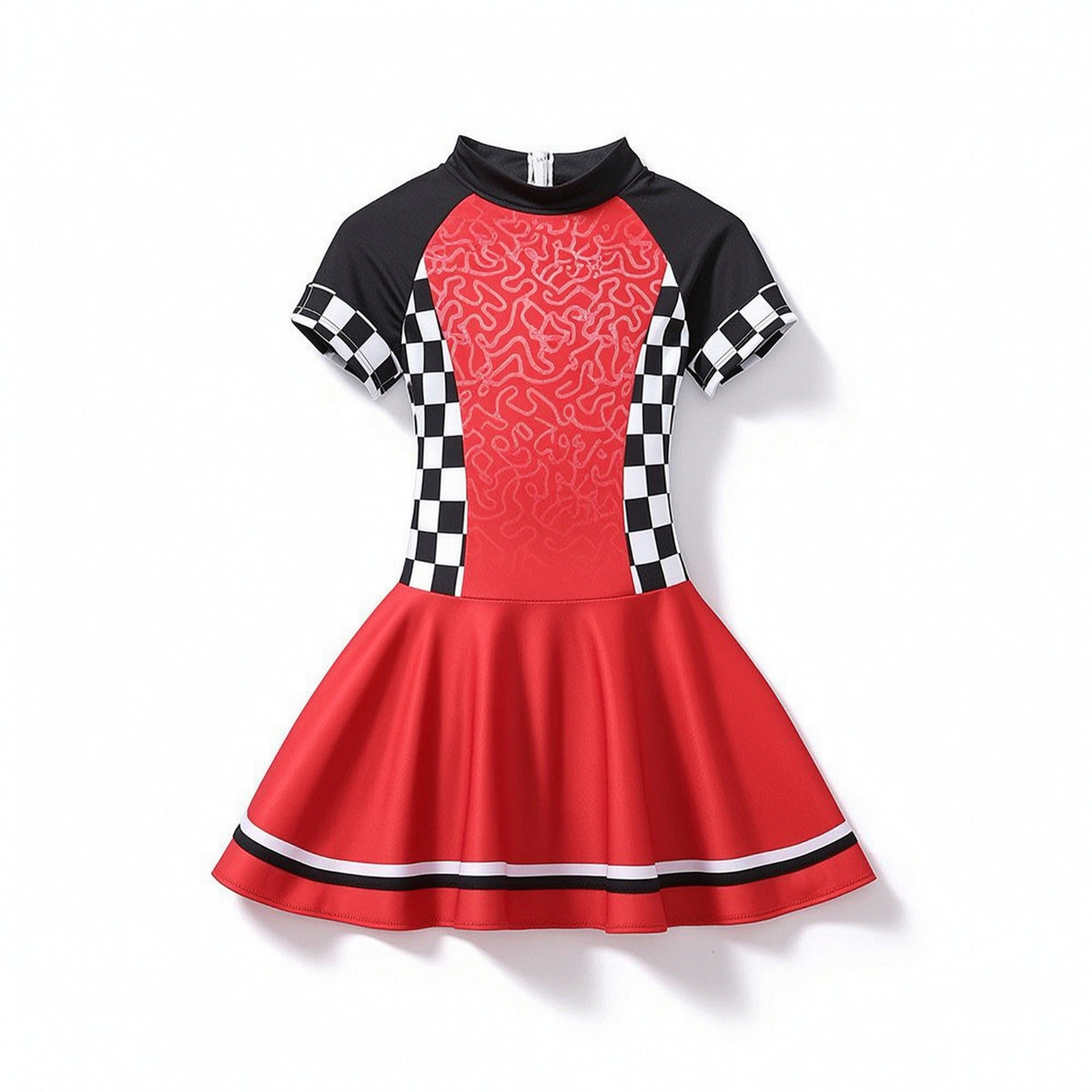 Racing Dress Zipper Closure Racing Costume Flared for Stage Performances, Girls