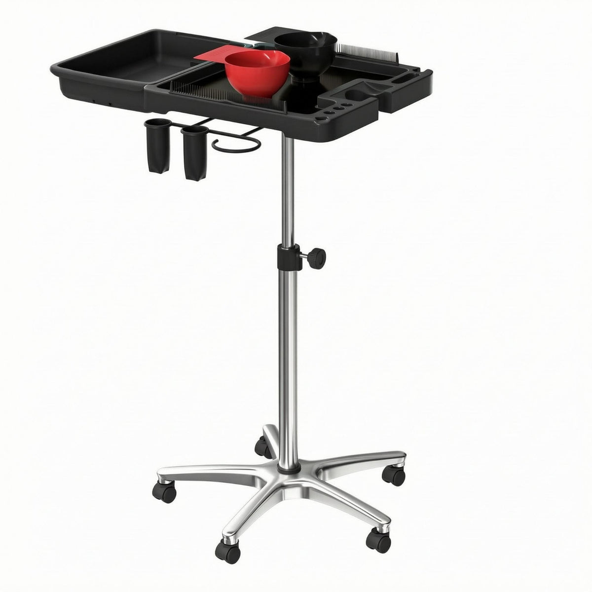 Rolling Salon Tray Cart Bowl Slots Height Adjustable Salon Cart Height Adjustable Trolley for Stylists
