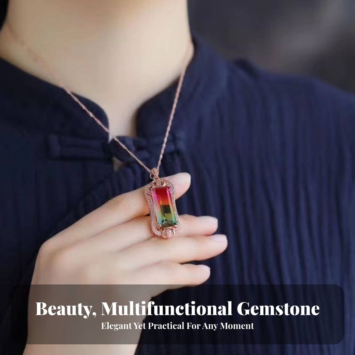 Watermelon Tourmaline Neckpiece Elegant Design Watermelon Tourmaline Necklace