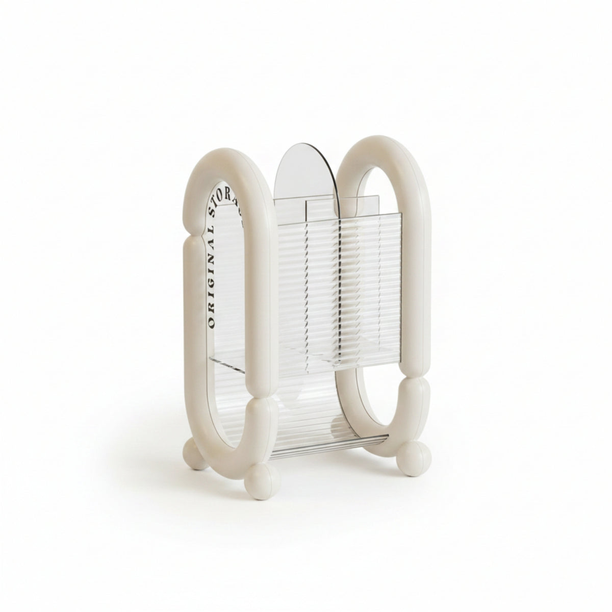 Clear Ribbed Makeup Brush Holder Small Ball Feet Brush Storage Holder