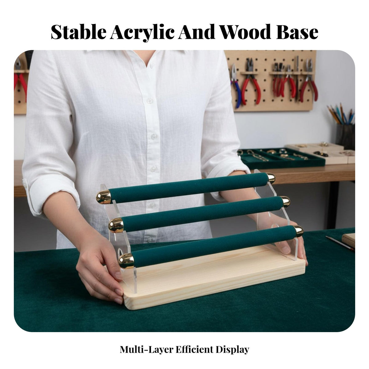 3 tiers Band Display Stand Scratch Protection fleece Band Display Rack Easy Assembly Tiered Jewelry Organizer for Product Photography