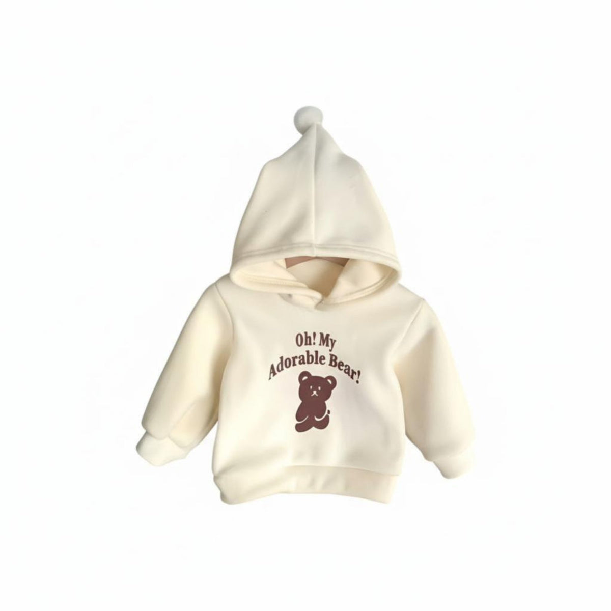 Autumn Winter Double-Sided Fleece Hooded Sweatshirt, Thick Warm Pullover, Cute Letter Pattern, Holiday Top for Babies