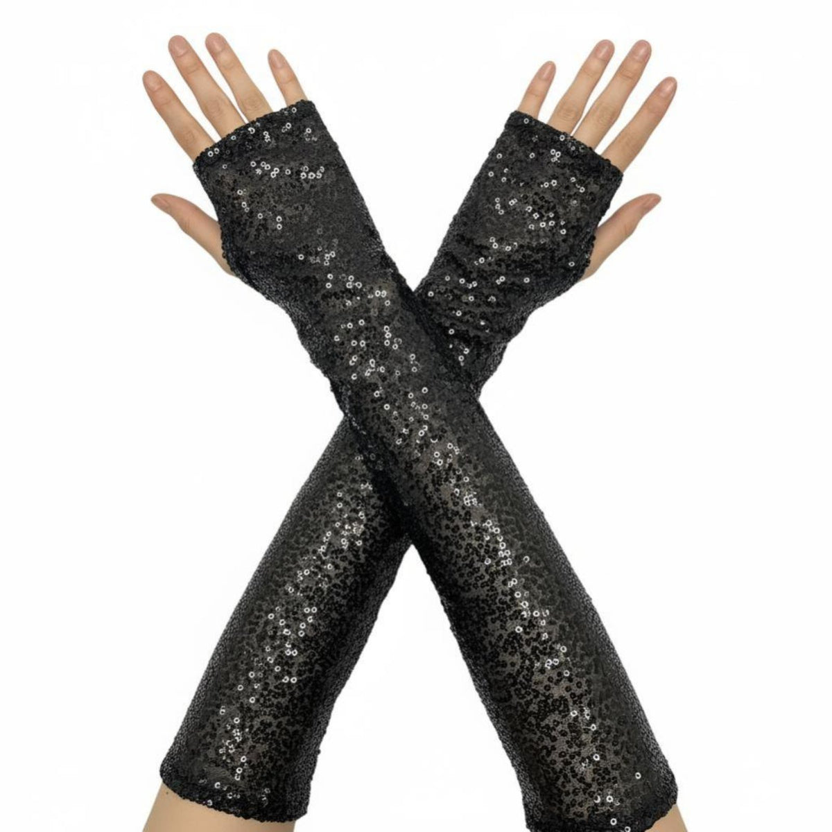 Fingerless Beaded Long Gloves, Reflective, Polyester, Halloween, Cosplay, Stage, Nightclub Party Wear
