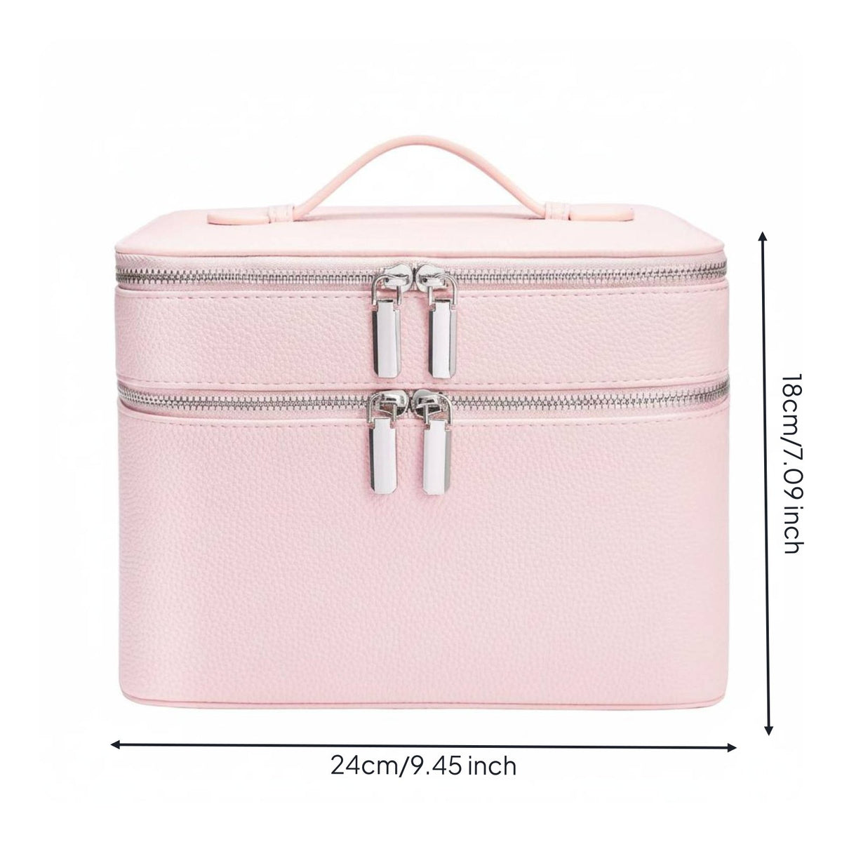 Portable Cosmetic Train Case PU Leather Cosmetic Organizer Box with Dividers