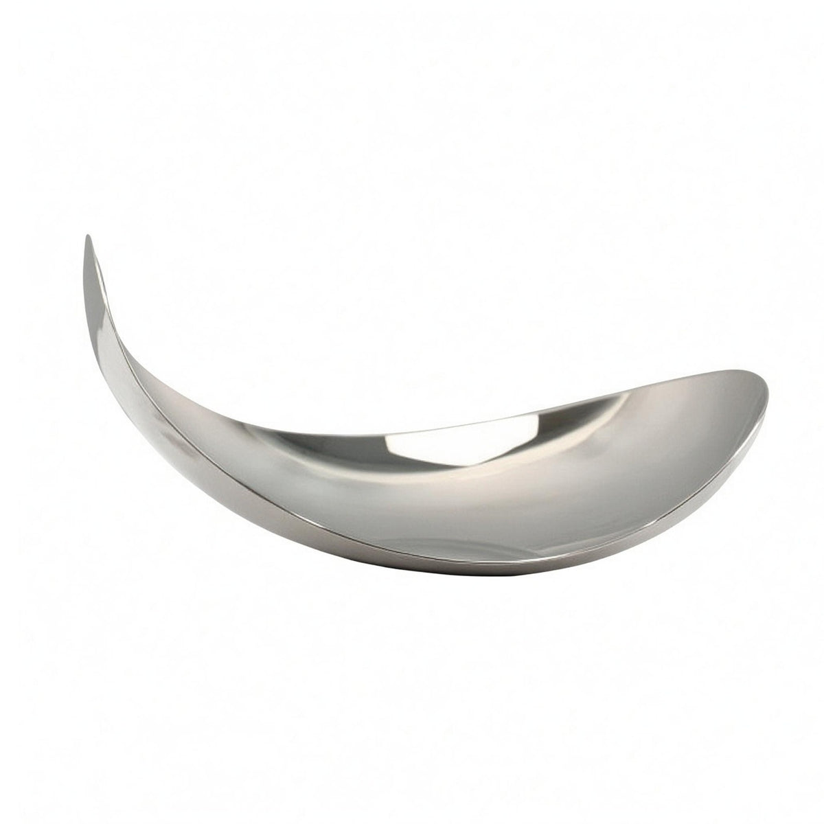Mirror-Finish Tray Silver Curved-Moon Dish Tabletop Storage Table Accessory