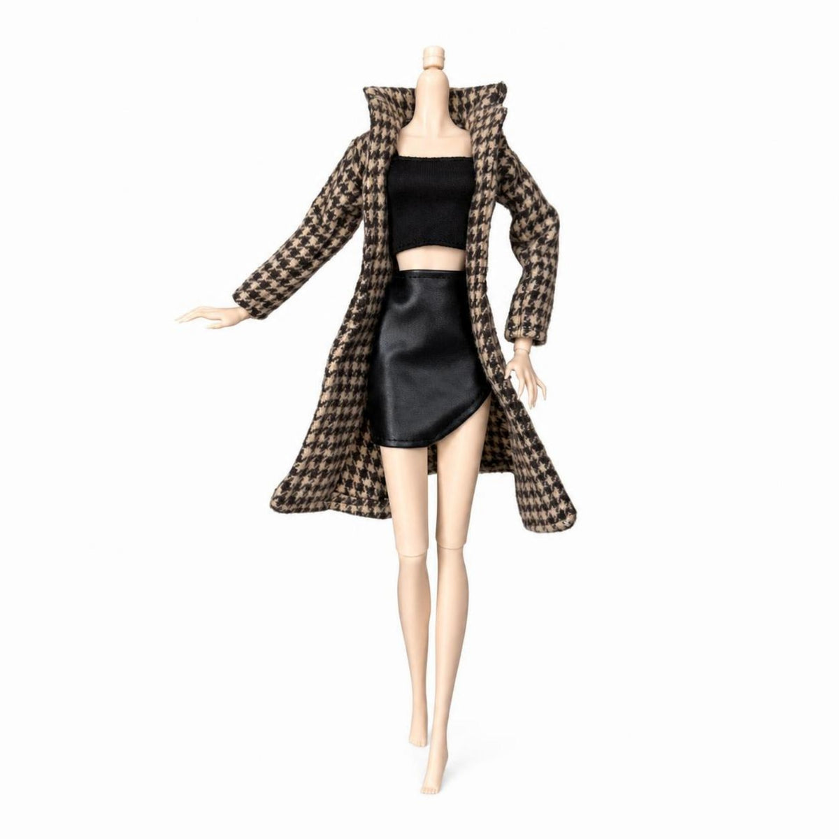 Doll Coat with Skirt Miniature Fashion Doll Clothes Soft for Dress-up Play