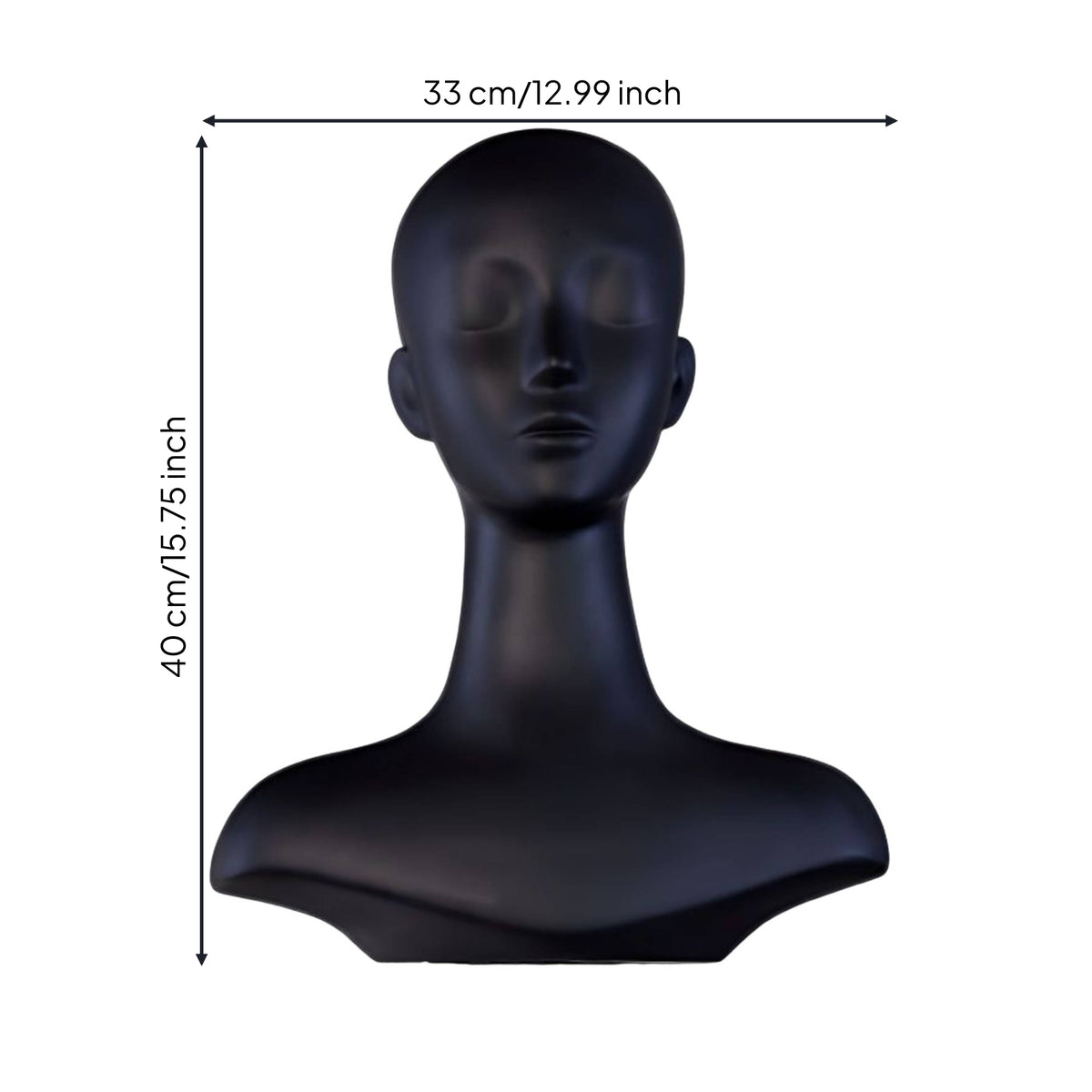 Mannequin Head with Shoulders Matte Display Bust with Shoulders Hairpiece Stand with Base Long-Neck Hat Display with Stand