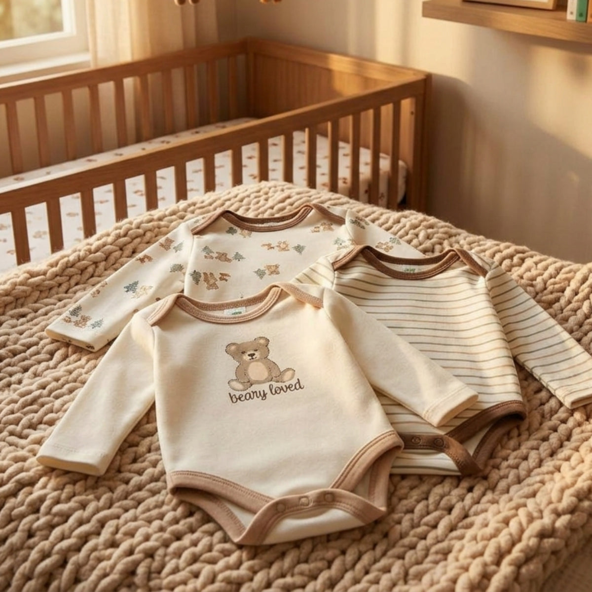 3 Pieces 22 Inch Doll Clothes Everyday Use Printed Newborn Crawler Comfortable