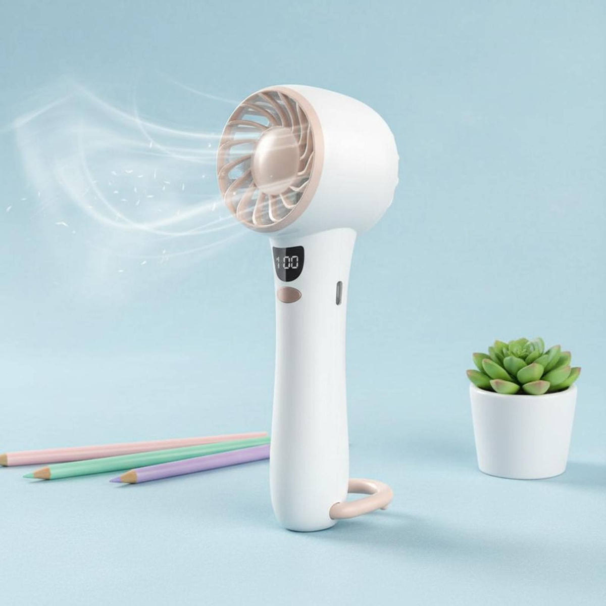 Portable Digital Display Mini Fan Adjustable Speed Settings Handheld Personal Fan 3-in-1 Versatility for Students, Commuters, Dorm, Outdoor