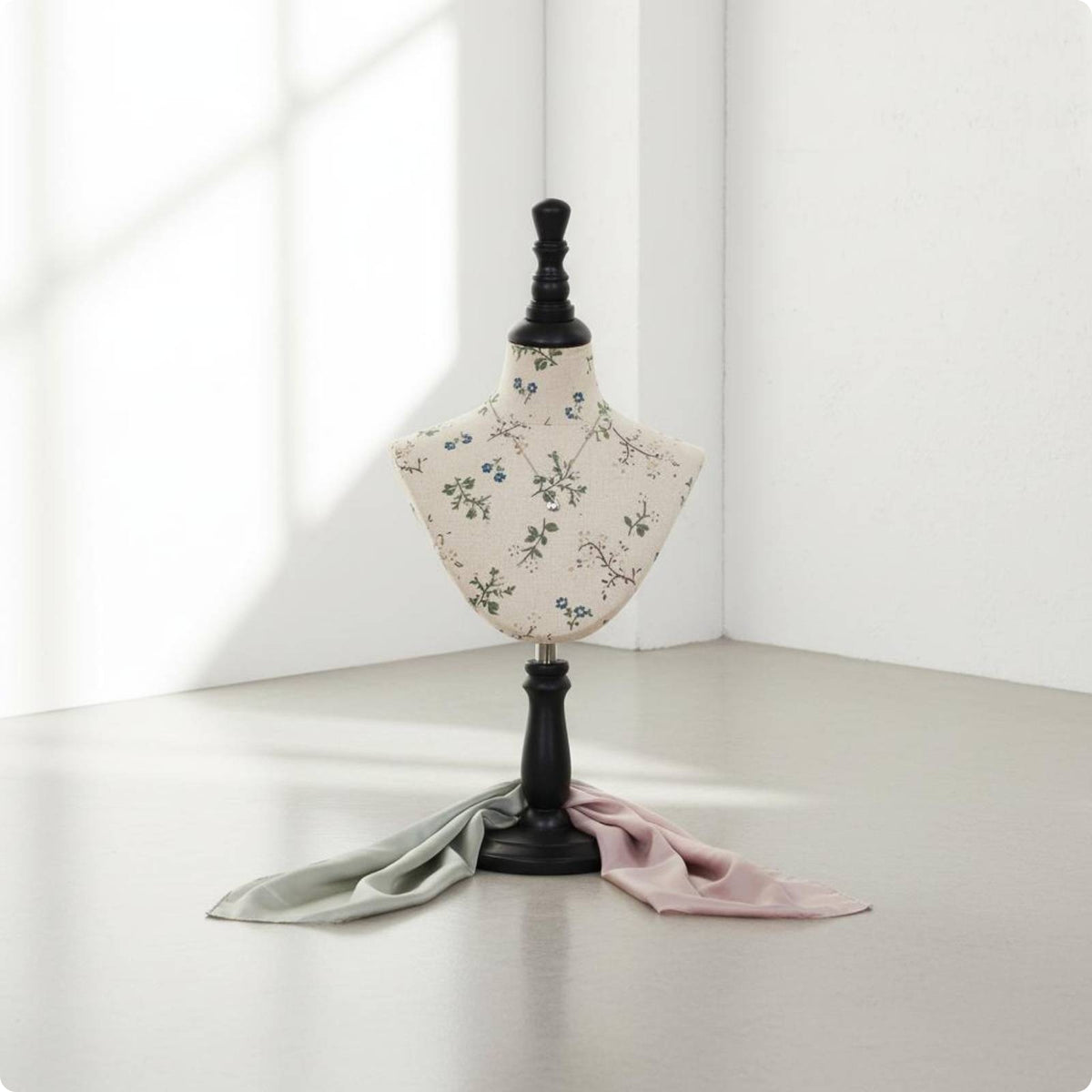 Textile-Covered Mannequin Bust Elegant Look Necklace Mannequin Stand