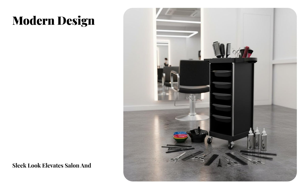 With Wheels 5-Drawer Salon Station Multi-Function 5-Drawer Stylist Station Multipurpose Beauty Trolley Universal Pulley for Hairdressers, Nail Technicians, Barbershop, Medical Practice, Workshop, Home